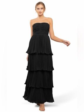 NWOT Taylor Strapless Tiered Pleated Maxi Dress